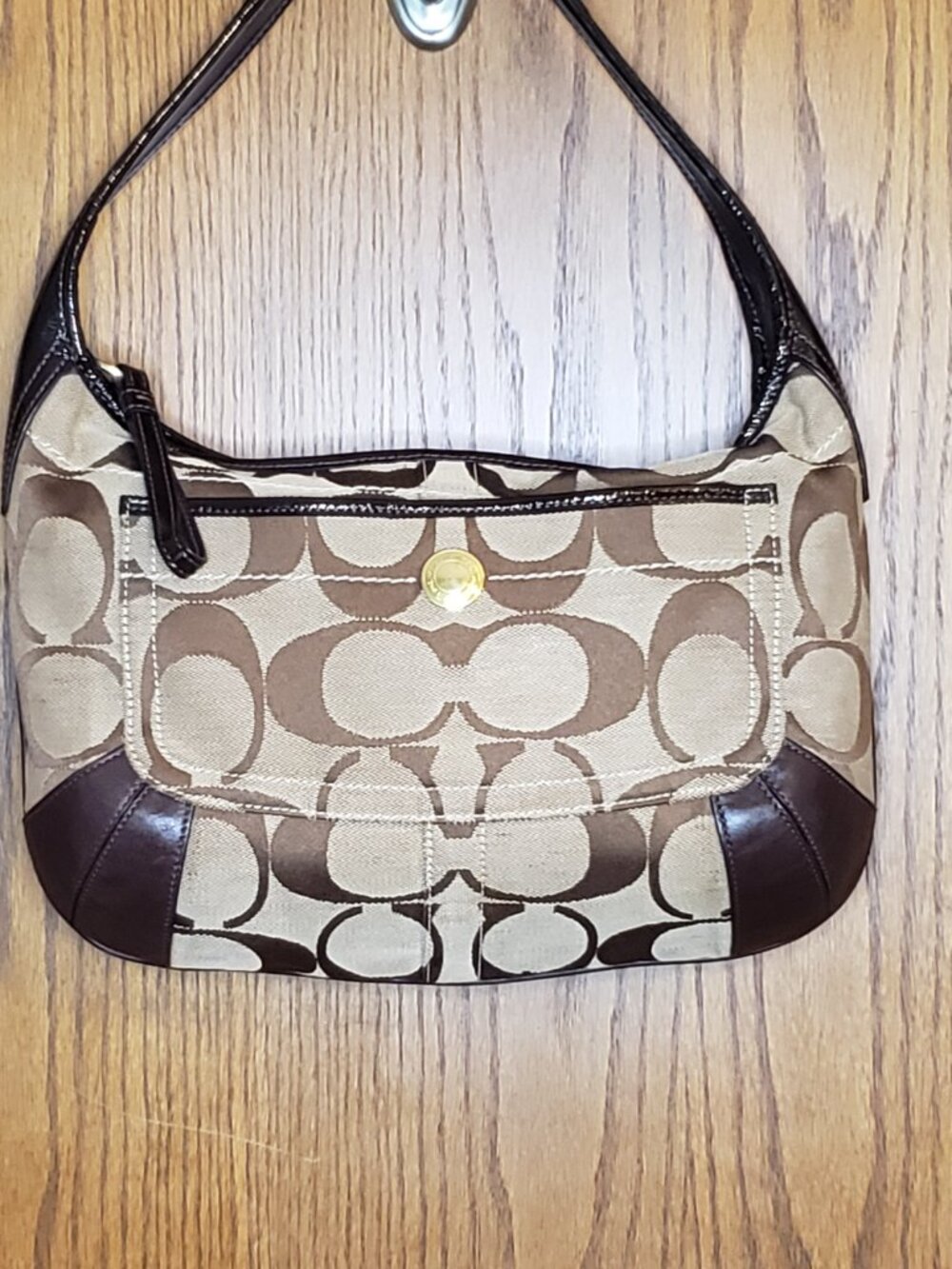 Vintage COACH Y2K Ergo Signature Brown Jacquard Crescent Hobo Leather Bag #11600